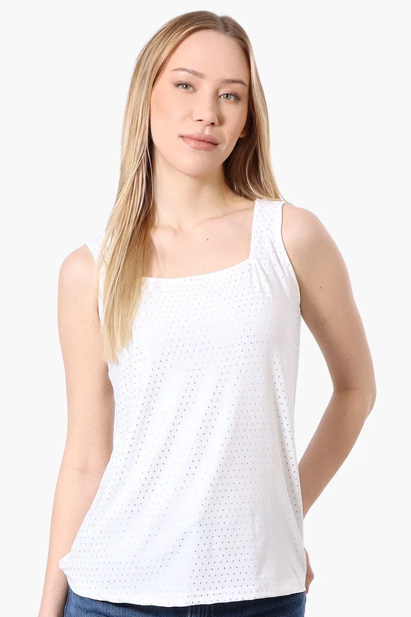 International INC Company Patterned Square Neck Tank Top - White sold by Fairweather