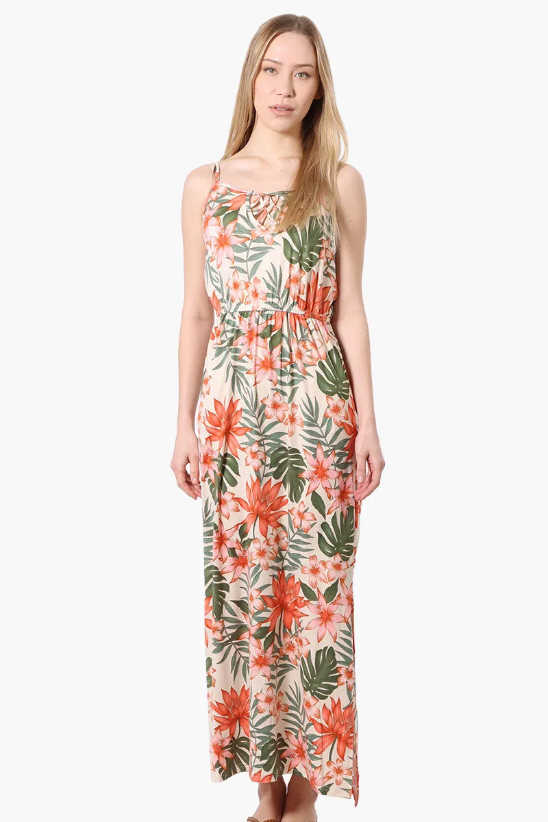 International INC Company Floral Spaghetti Strap Maxi Dress - Peach sold by Fairweather