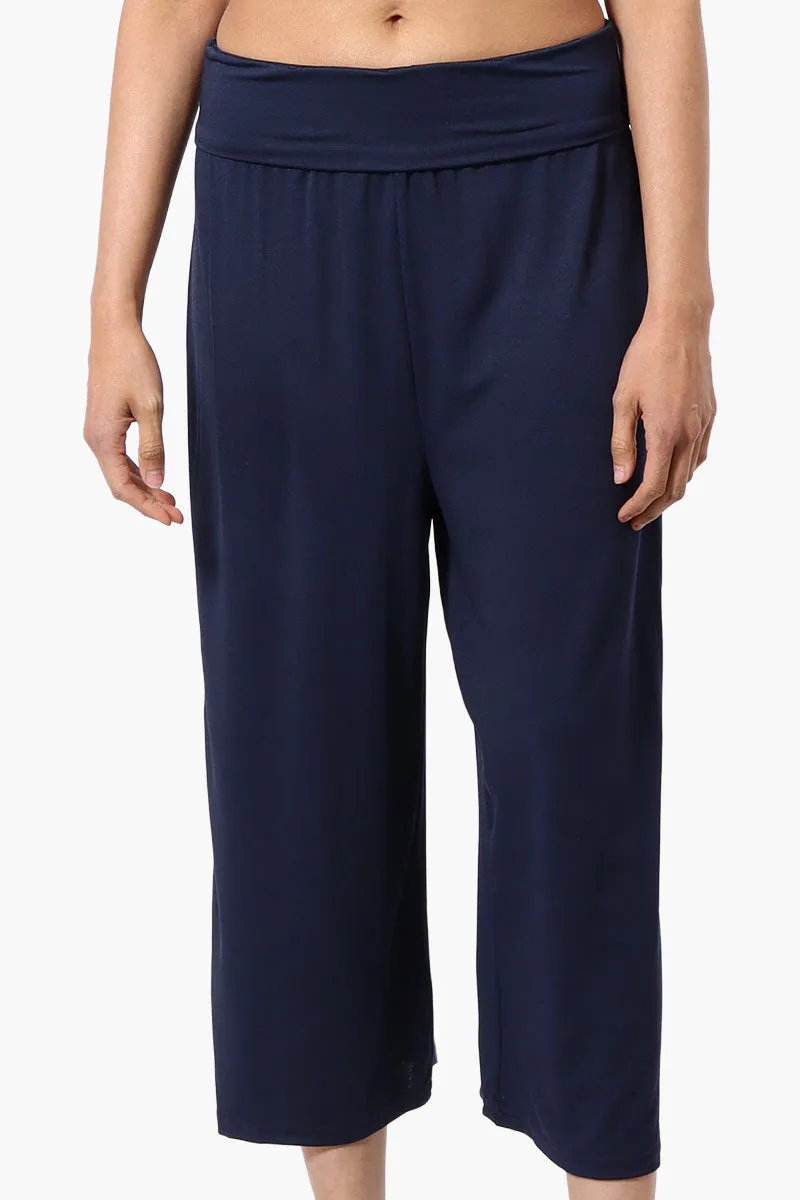 Costa Blanca Solid Fold Over Cropped Pants - Navy sold by Fairweather