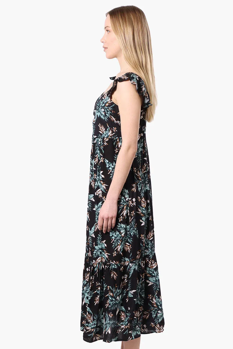 International INC Company Leaf Pattern Ruffle Strap Maxi Dress - Black sold by Fairweather product image thumbnail 2