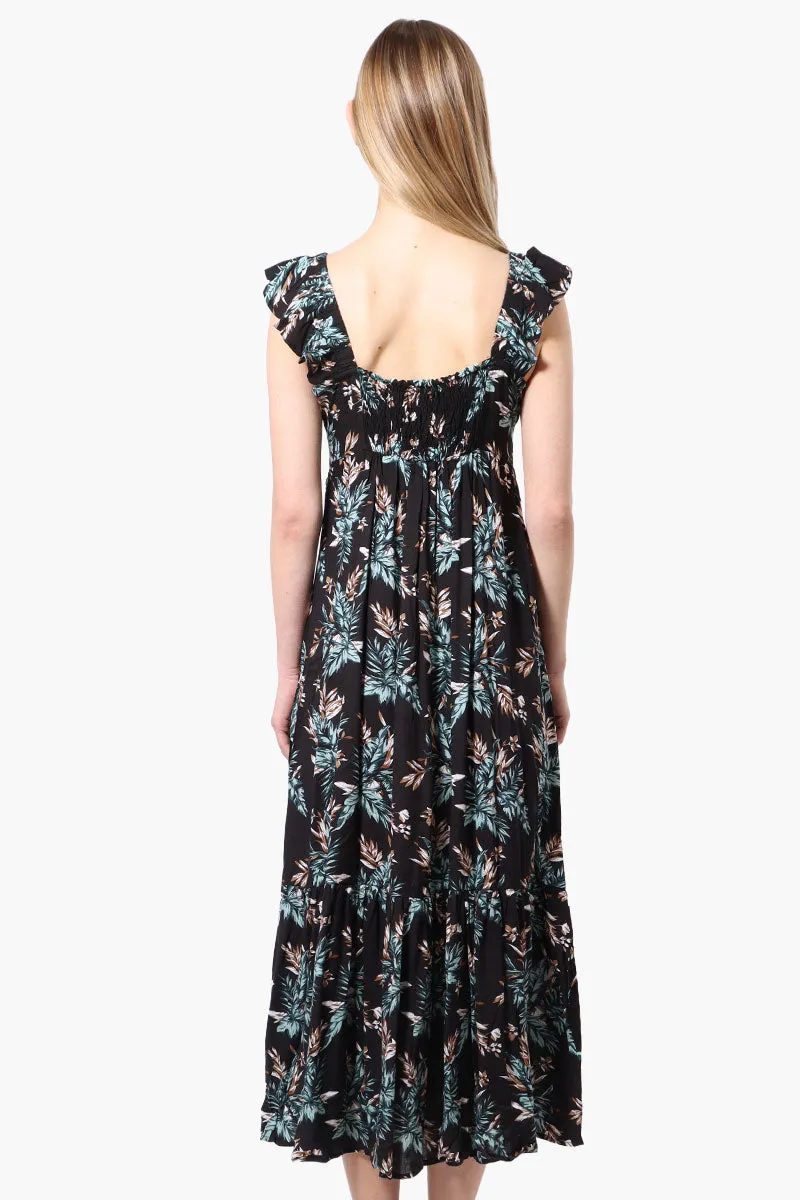 International INC Company Leaf Pattern Ruffle Strap Maxi Dress - Black sold by Fairweather product image thumbnail 3