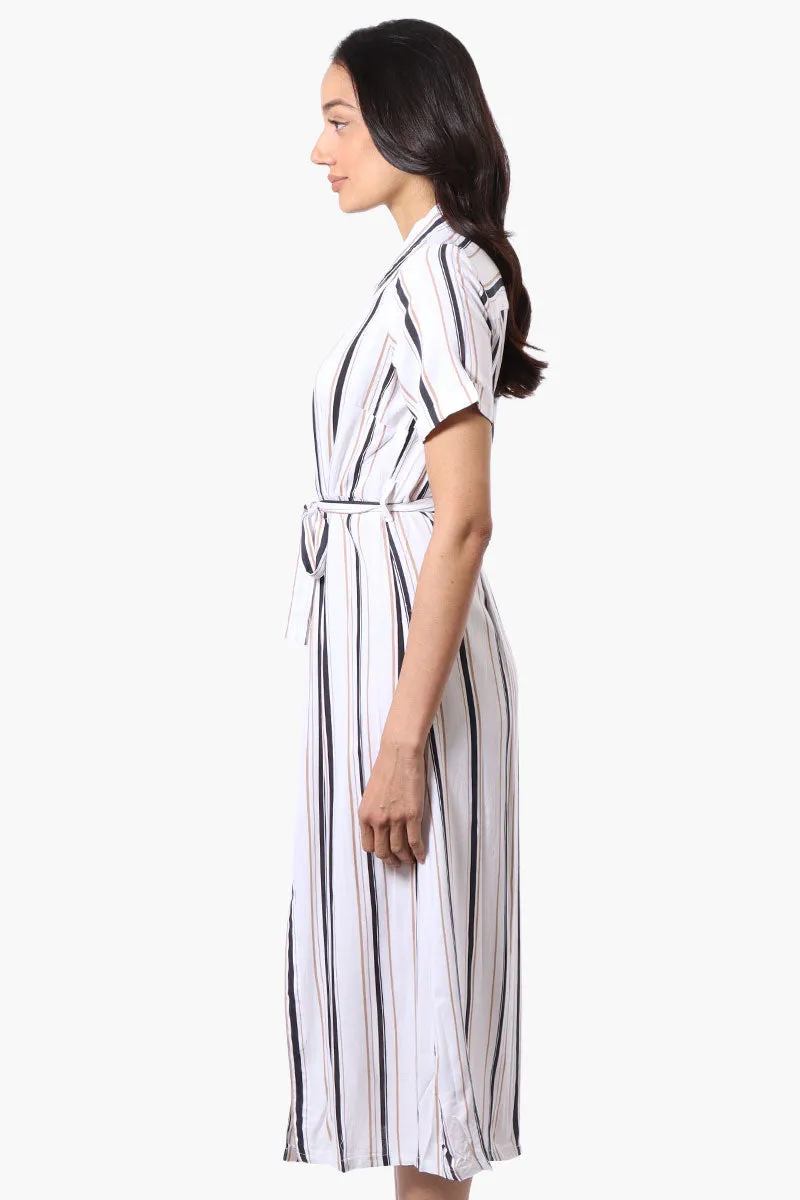 Beechers Brook Striped Button Down Belted Maxi Dress - White sold by Fairweather product image thumbnail 2