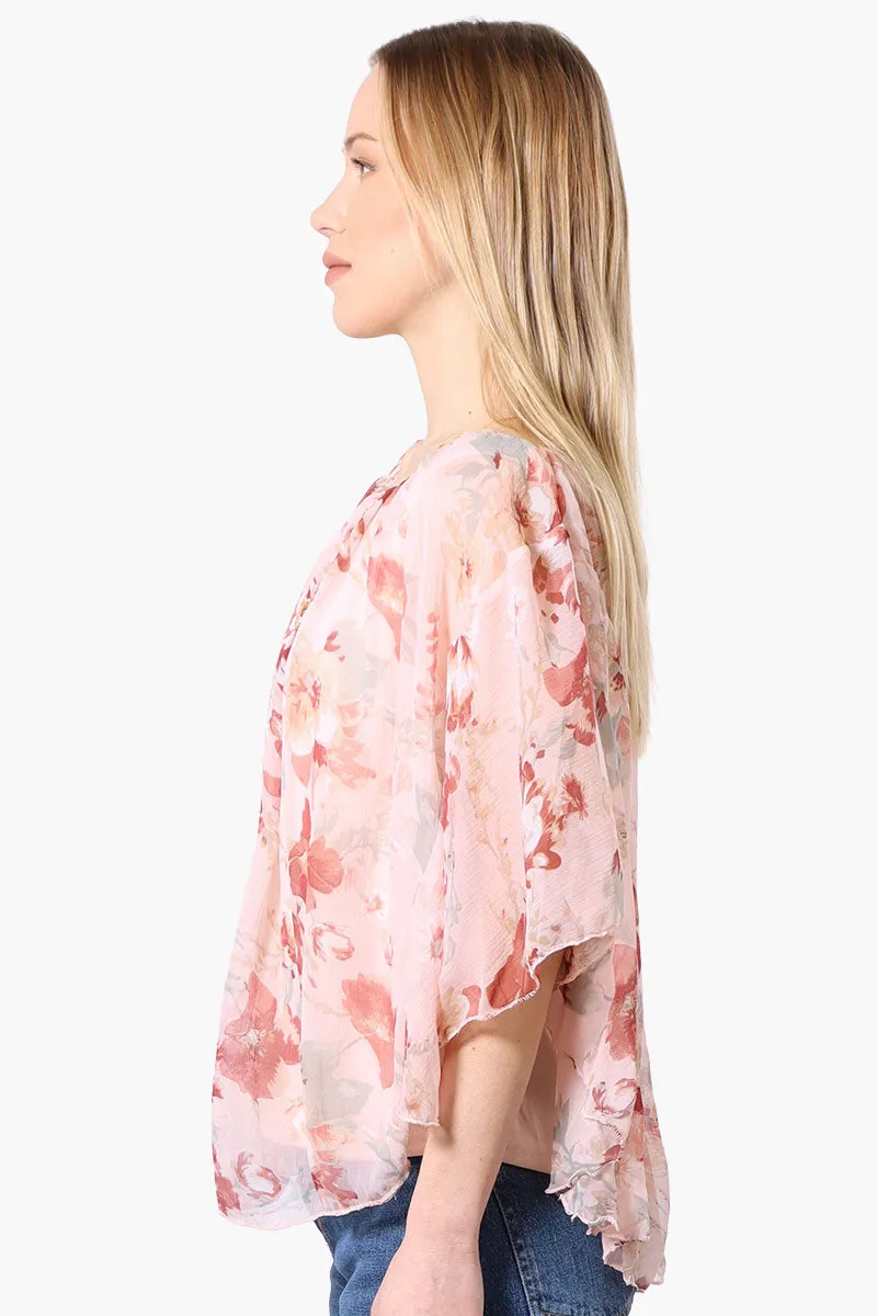 Limite Floral Poncho Necklace Blouse - Peach sold by Fairweather product image thumbnail 2