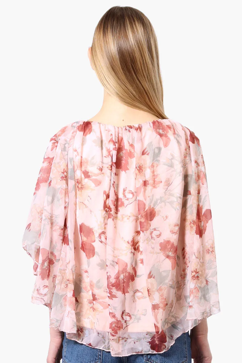 Limite Floral Poncho Necklace Blouse - Peach sold by Fairweather product image thumbnail 3