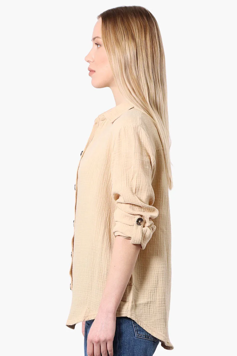 International INC Company Roll Up Sleeve Button Down Shirt - Cream sold by Fairweather product image thumbnail 2