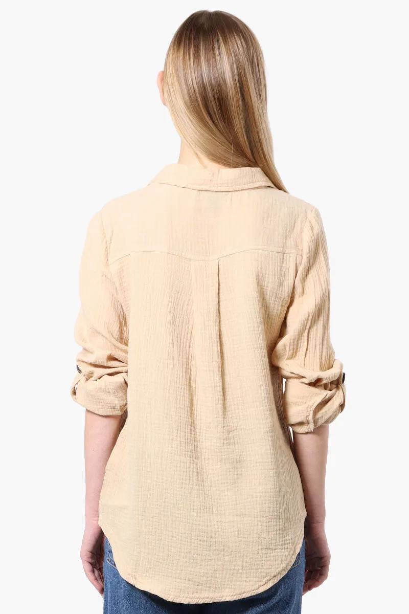 International INC Company Roll Up Sleeve Button Down Shirt - Cream sold by Fairweather product image thumbnail 3