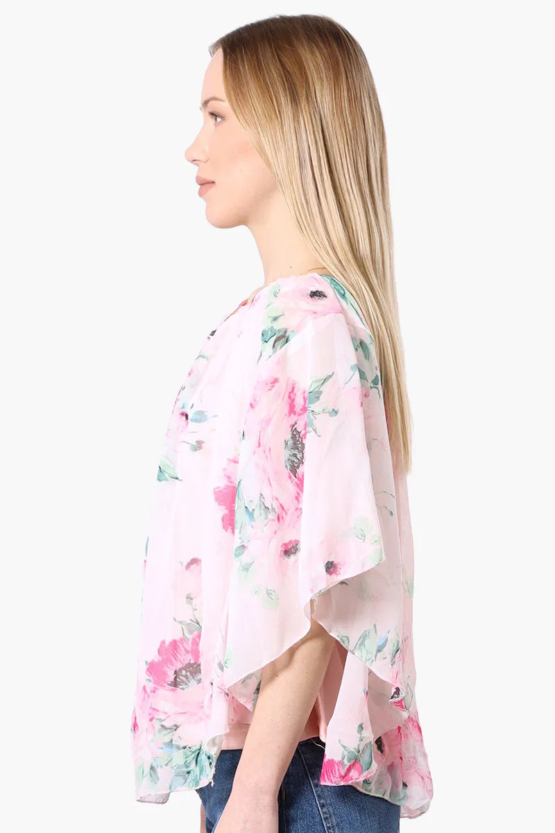 Limite Floral Poncho Necklace Blouse - Pink sold by Fairweather product image thumbnail 2
