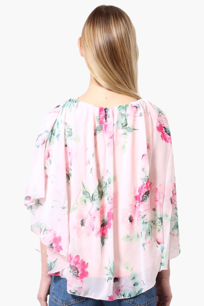 Limite Floral Poncho Necklace Blouse - Pink sold by Fairweather product image thumbnail 3