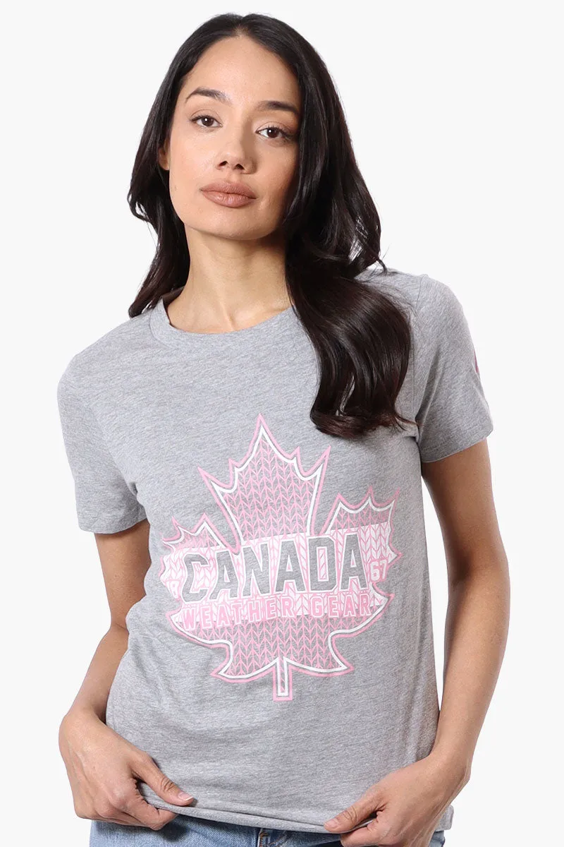 Canada Weather Gear Leaf Logo Print Tee - Grey sold by Fairweather