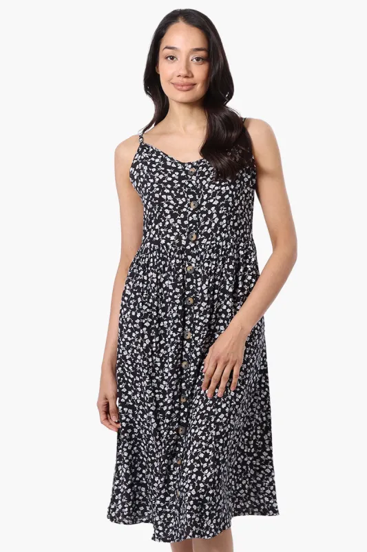 International INC Company Floral Button Down Midi Dress - Black sold by Fairweather