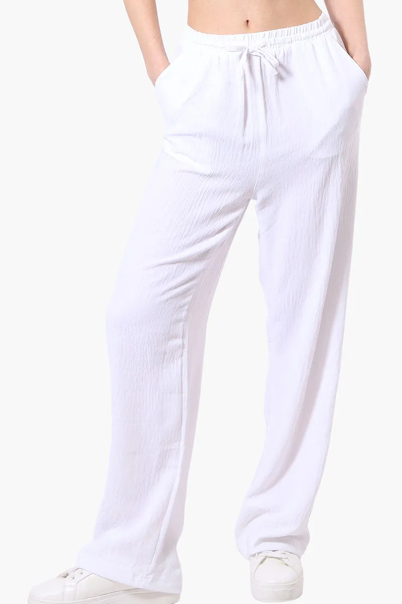 Stylexchange Vintage Solid Tie Waist Palazzo Pants - White sold by Fairweather