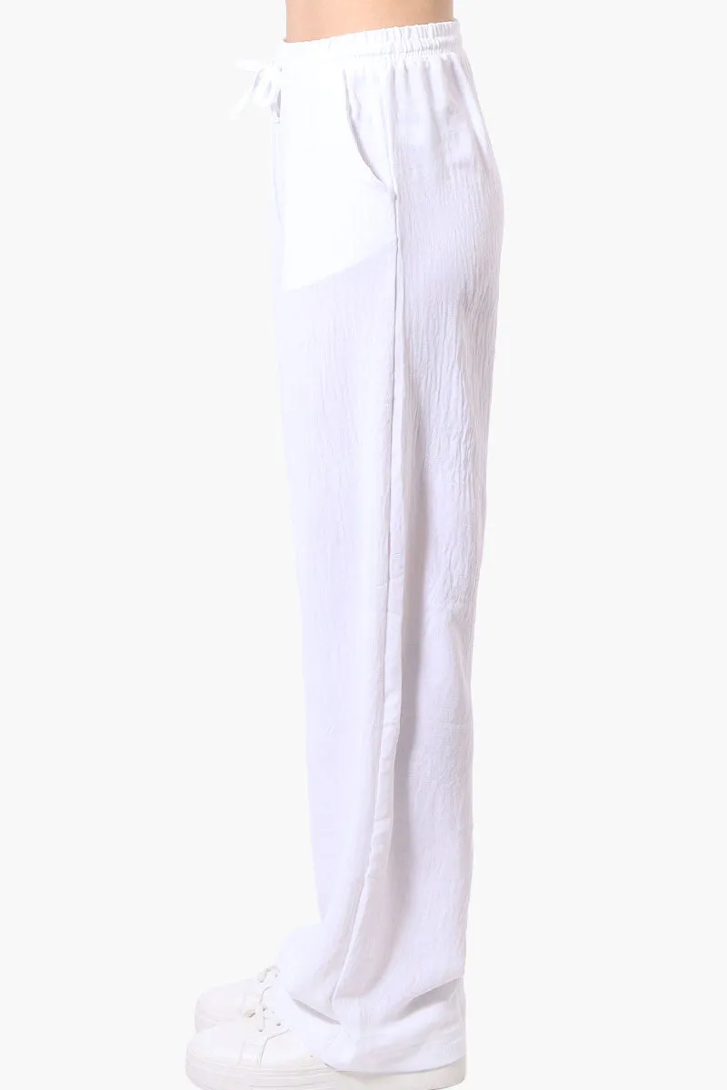 Stylexchange Vintage Solid Tie Waist Palazzo Pants - White sold by Fairweather product image thumbnail 2