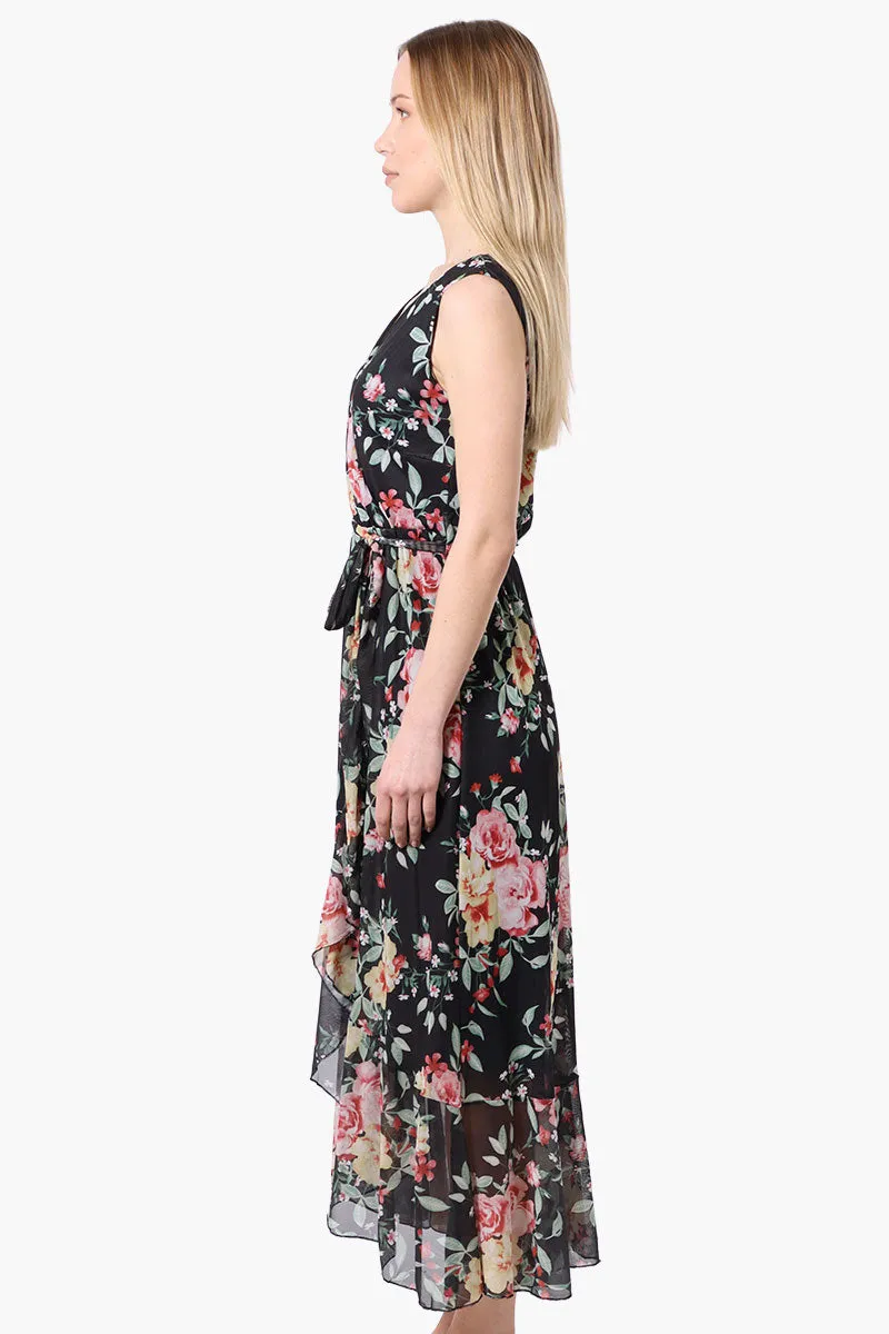 Costa Blanca Floral Crossover Belted Maxi Dress - Black sold by Fairweather product image thumbnail 2