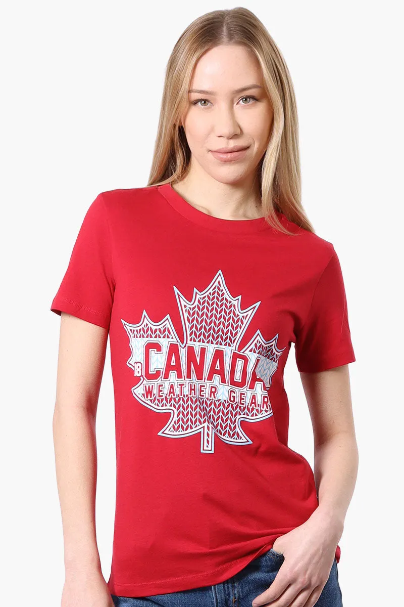 Canada Weather Gear Leaf Logo Print Tee - Red sold by Fairweather
