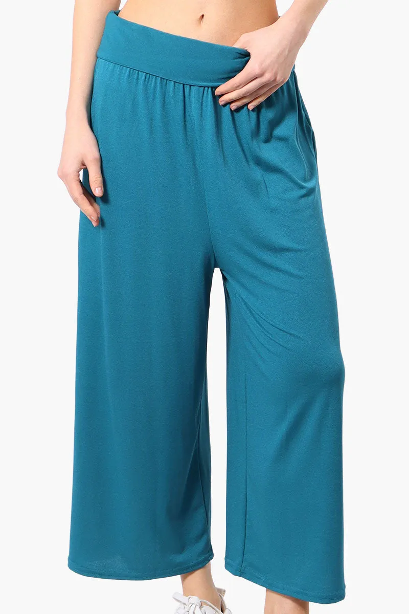International INC Company Solid Fold Over Cropped Pants - Teal sold by Fairweather