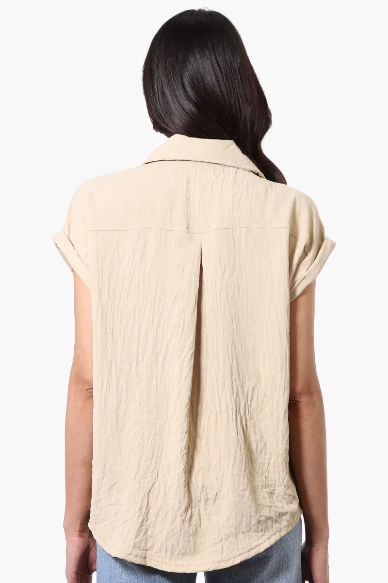 Stylexchange Vintage Short Sleeve Button Down Shirt - Cream sold by Fairweather product image thumbnail 3