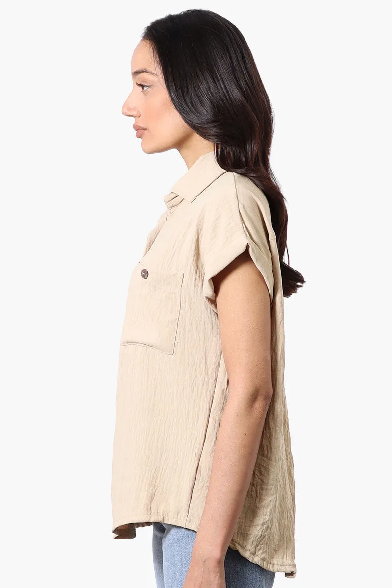 Stylexchange Vintage Short Sleeve Button Down Shirt - Cream sold by Fairweather product image thumbnail 2