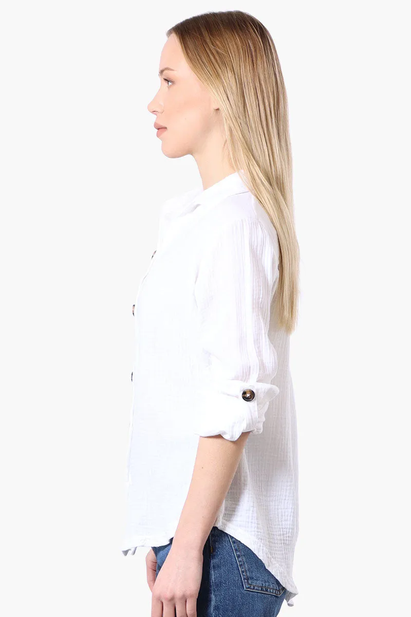 International INC Company Roll Up Sleeve Button Down Shirt - White sold by Fairweather product image thumbnail 2