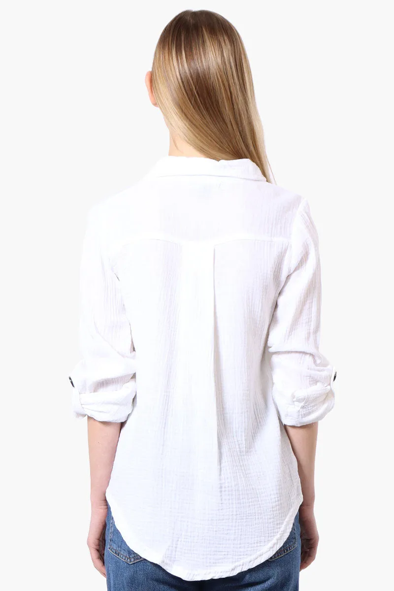 International INC Company Roll Up Sleeve Button Down Shirt - White sold by Fairweather product image thumbnail 3