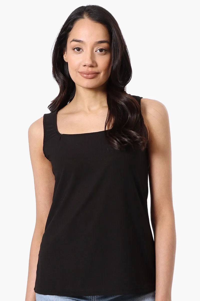 Beechers Brook Solid Square Neck Tank Top - Black sold by Fairweather
