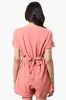 Urbanology Back Tie Button Up Romper - Pink sold by Fairweather