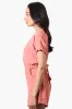 Urbanology Back Tie Button Up Romper - Pink sold by Fairweather