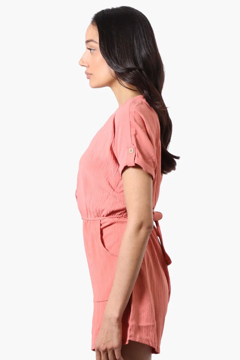 Urbanology Back Tie Button Up Romper - Pink sold by Fairweather product image thumbnail 2