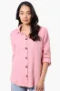 International INC Company Roll Up Sleeve Button Down Shirt - Pink sold by Fairweather