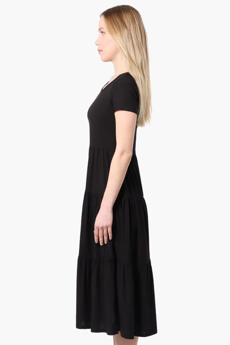 Costa Blanca Short Sleeve Tiered Maxi Dress - Black sold by Fairweather product image thumbnail 2