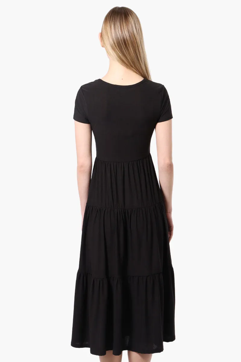 Costa Blanca Short Sleeve Tiered Maxi Dress - Black sold by Fairweather product image thumbnail 3