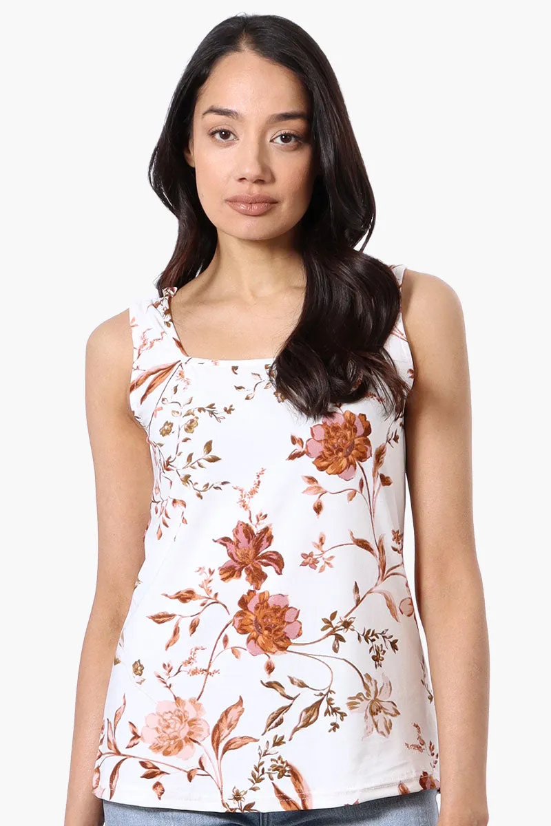International INC Company Floral Square Neck Tank Top - White sold by Fairweather