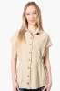 Stylexchange Vintage Cinched Waist Button Down Shirt - Cream sold by Fairweather