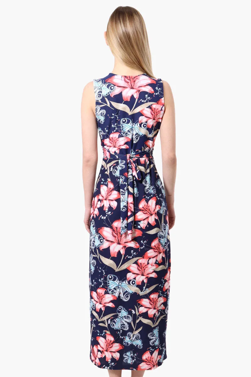 International INC Company Floral Crossover Back Tie Maxi Dress - Navy sold by Fairweather product image thumbnail 3