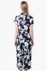 Beechers Brook Floral Short Sleeve Crossover Jumpsuit - Navy sold by Fairweather
