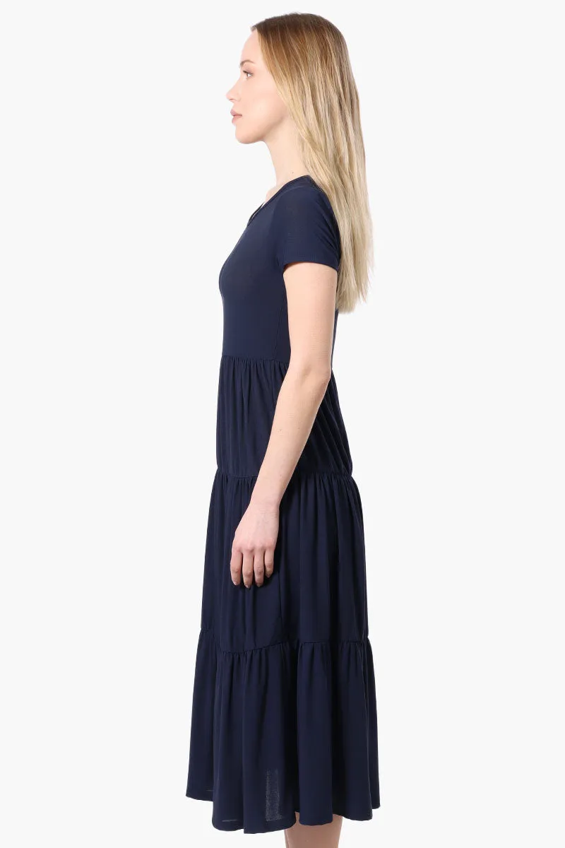 Costa Blanca Short Sleeve Tiered Maxi Dress - Navy sold by Fairweather product image thumbnail 2