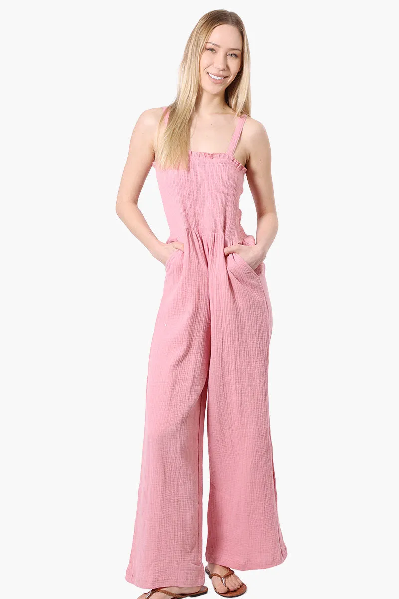 Impress Sleeveless Smocked Top Jumpsuit - Pink sold by Fairweather