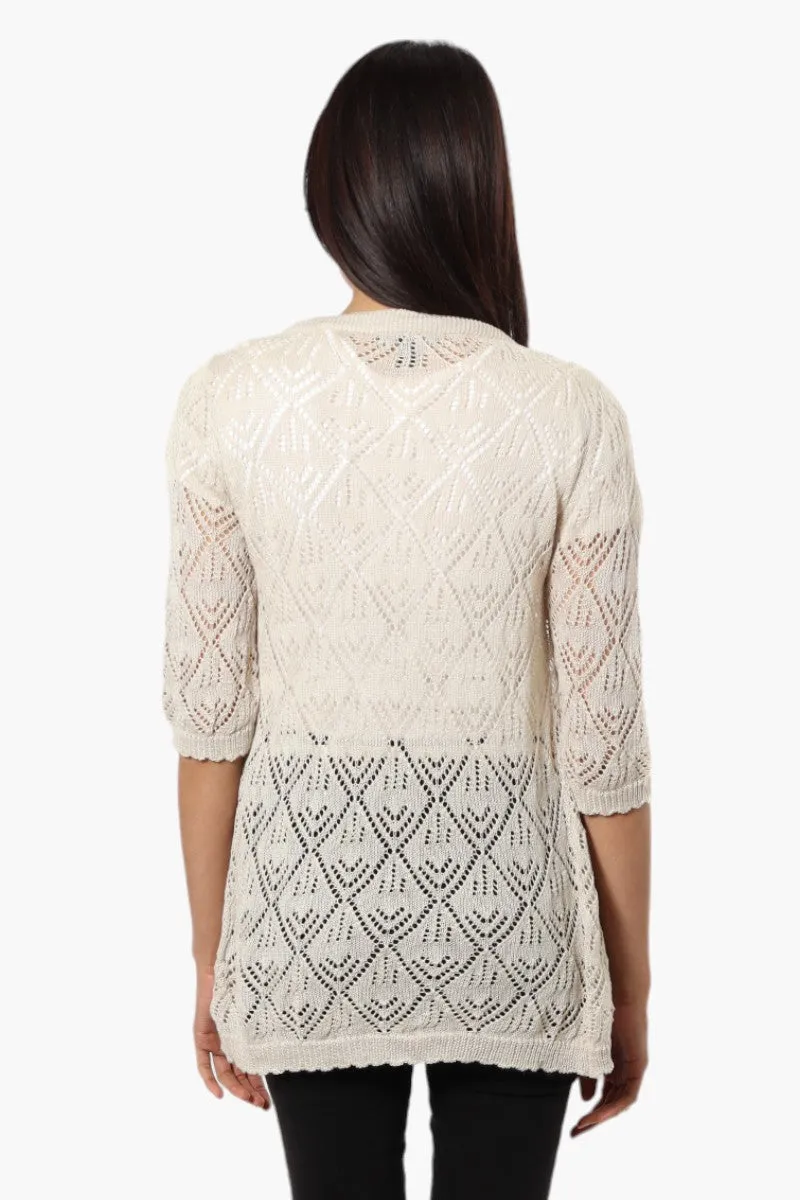 Impress Diamond Knit Shrug Cardigan - Beige sold by Fairweather product image thumbnail 4