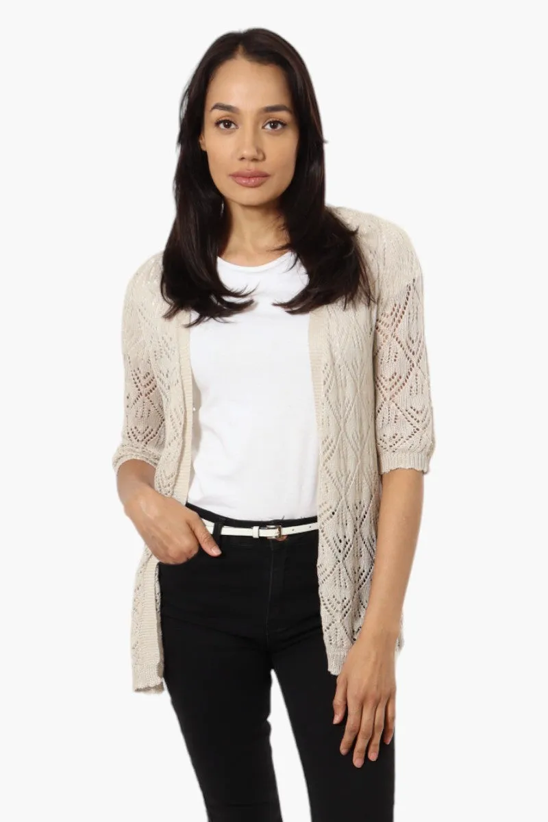 Impress Diamond Knit Shrug Cardigan - Beige sold by Fairweather