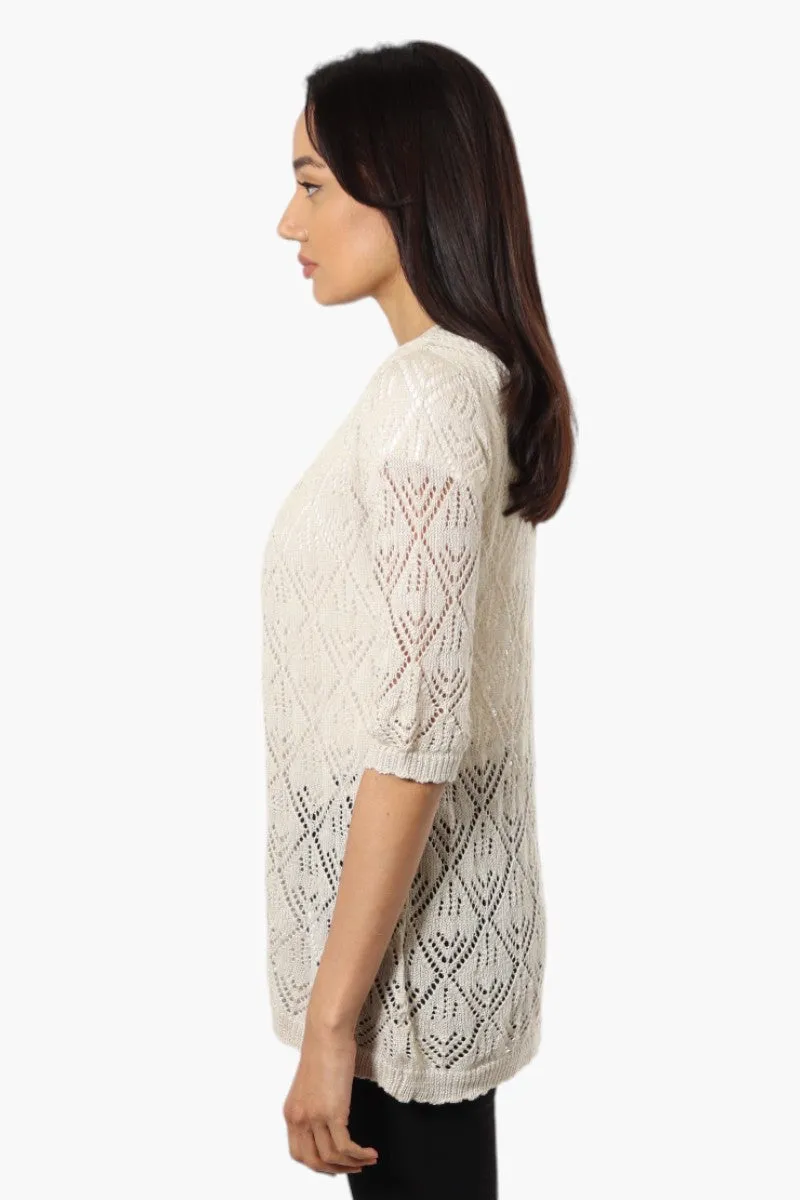 Impress Diamond Knit Shrug Cardigan - Beige sold by Fairweather product image thumbnail 3