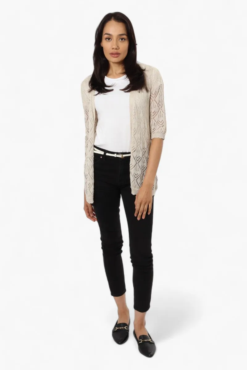 Impress Diamond Knit Shrug Cardigan - Beige sold by Fairweather product image thumbnail 2