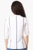 Beechers Brook Striped Roll Up Sleeve Half Zip Shirt - White sold by Fairweather