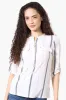 Beechers Brook Striped Roll Up Sleeve Half Zip Shirt - White sold by Fairweather