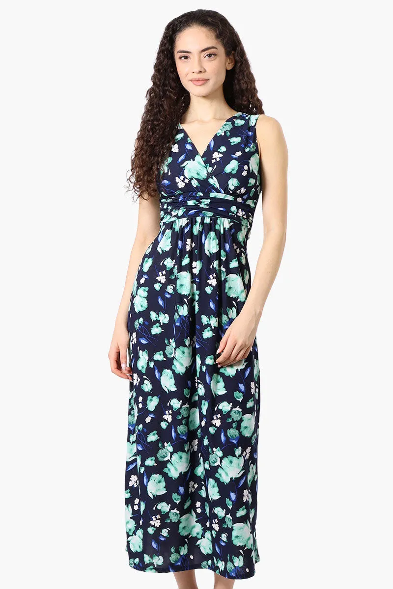 Beechers Brook Floral Padded Crossover Maxi Dress - Navy sold by Fairweather