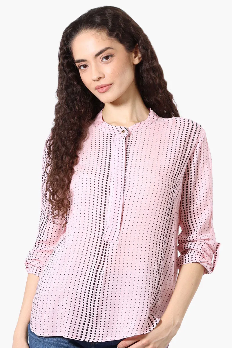 International INC Company Dotted Hidden Button Blouse - Pink sold by Fairweather