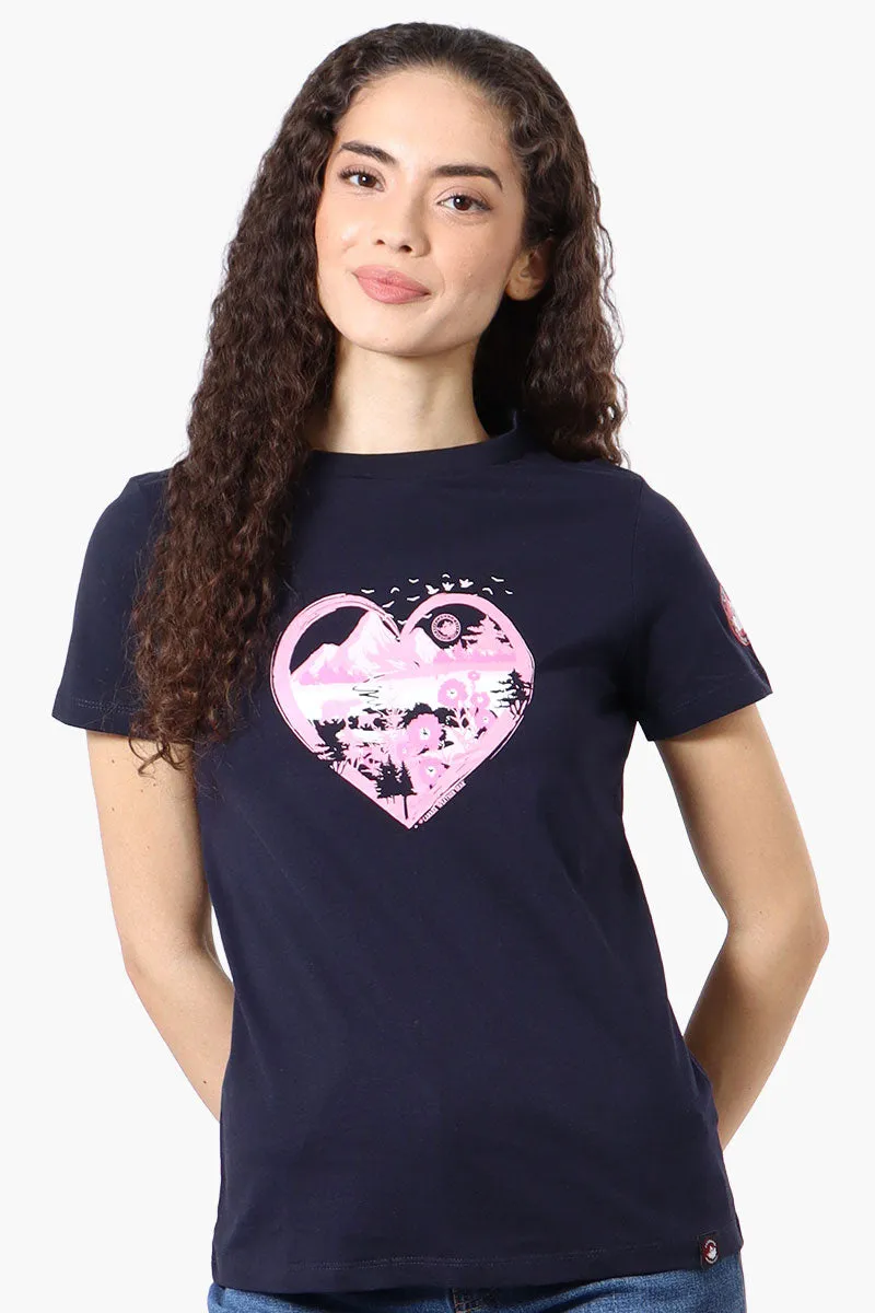 Canada Weather Gear Heart Mountain Print Tee - Navy sold by Fairweather