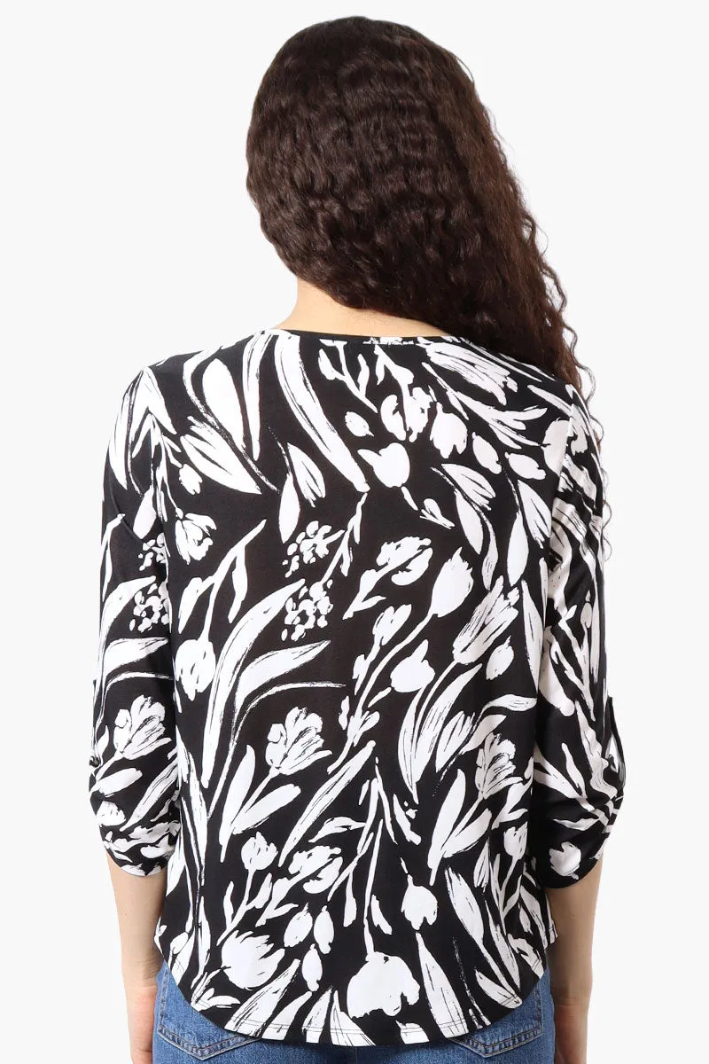 Beechers Brook Patterned Roll Up Sleeve Blouse - Black sold by Fairweather product image thumbnail 3