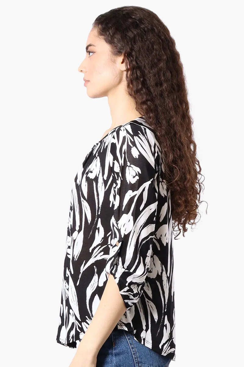 Beechers Brook Patterned Roll Up Sleeve Blouse - Black sold by Fairweather product image thumbnail 2