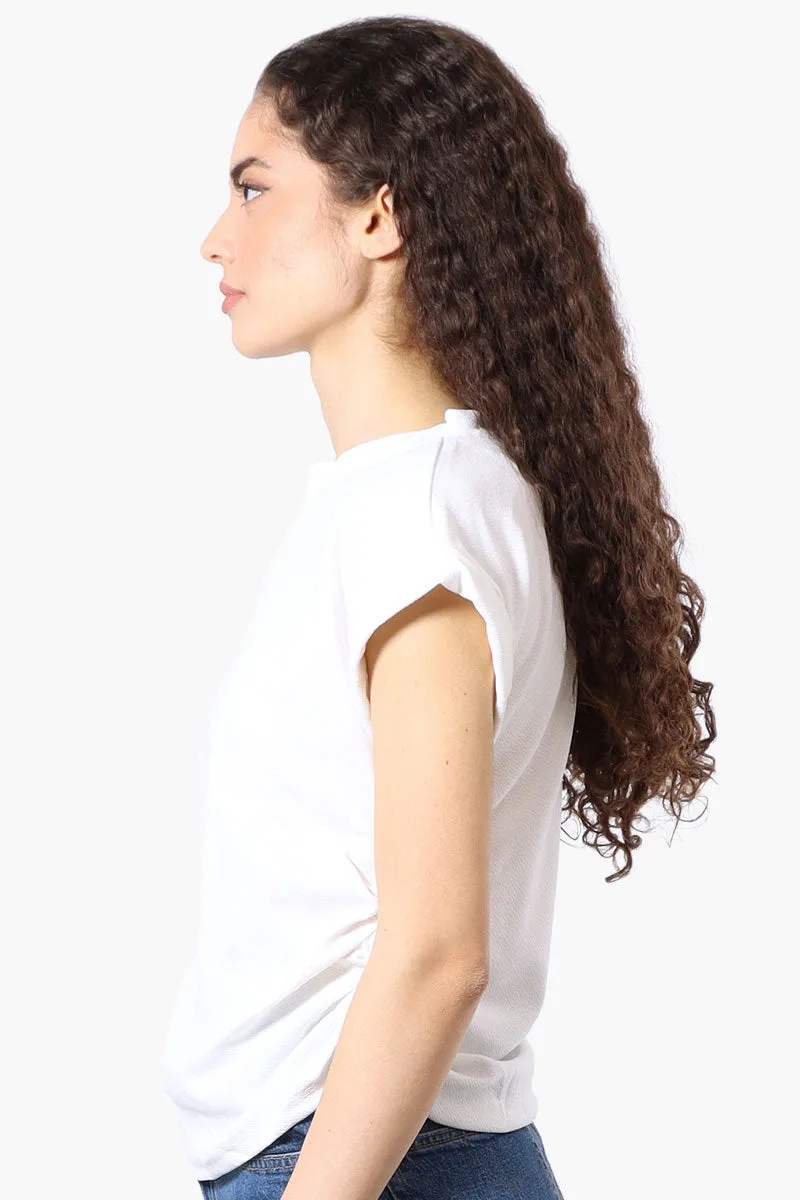 Impress Short Sleeve Side Ruching Blouse - White sold by Fairweather product image thumbnail 2