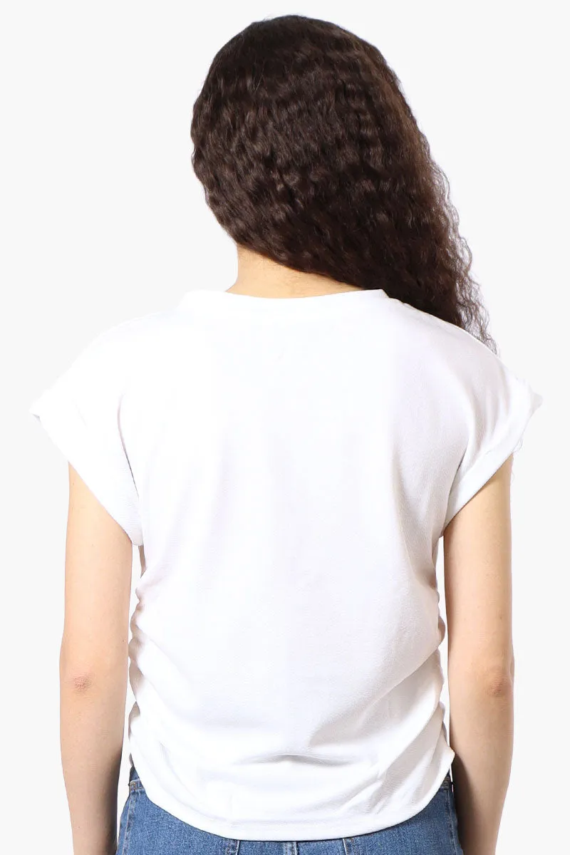 Impress Short Sleeve Side Ruching Blouse - White sold by Fairweather product image thumbnail 3