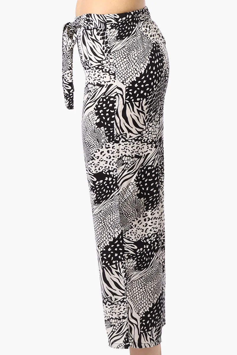 International INC Company Patterned Tie Waist Cropped Pants - Black sold by Fairweather product image thumbnail 2